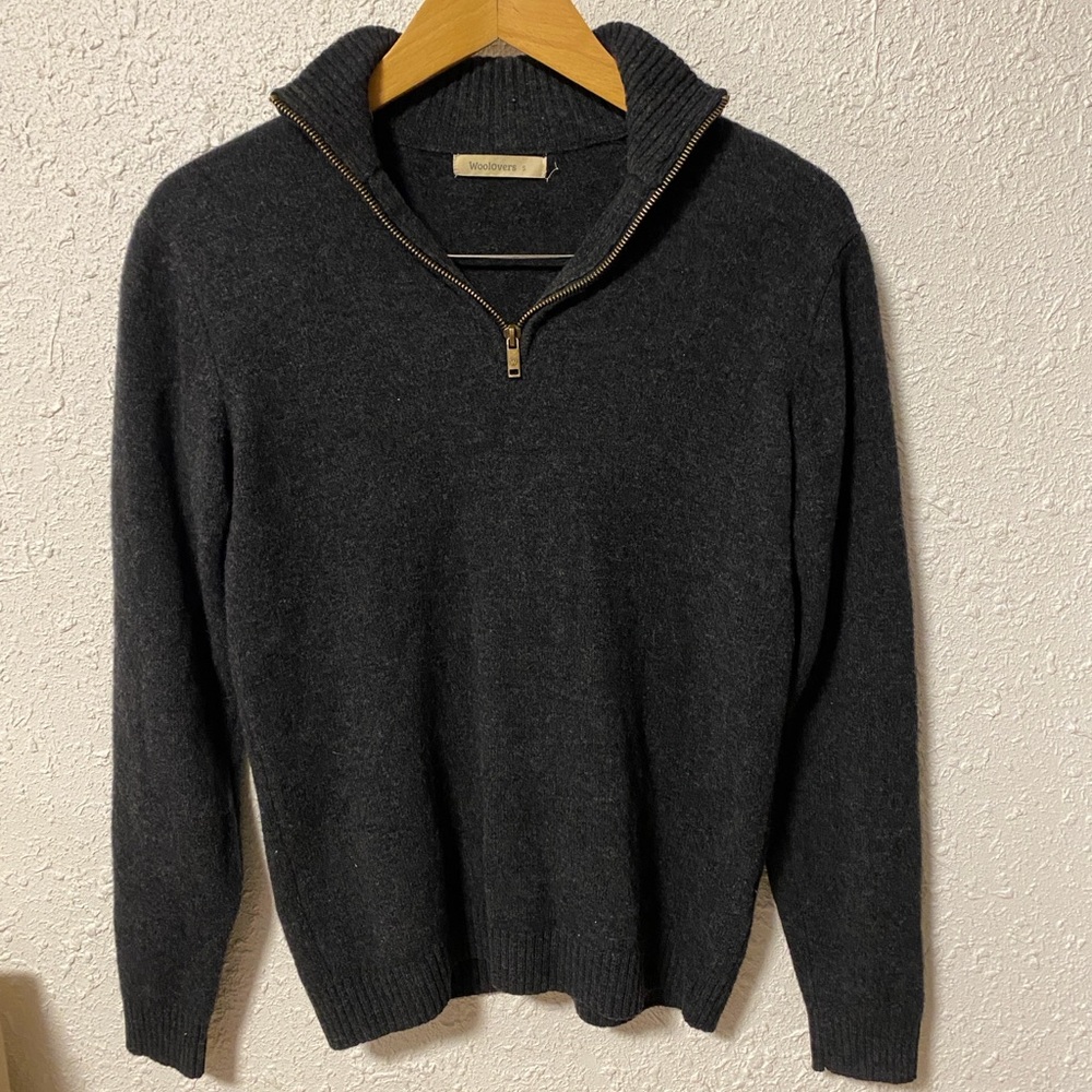 Men's Charcoal Sweater Quarter Zip Woolovers